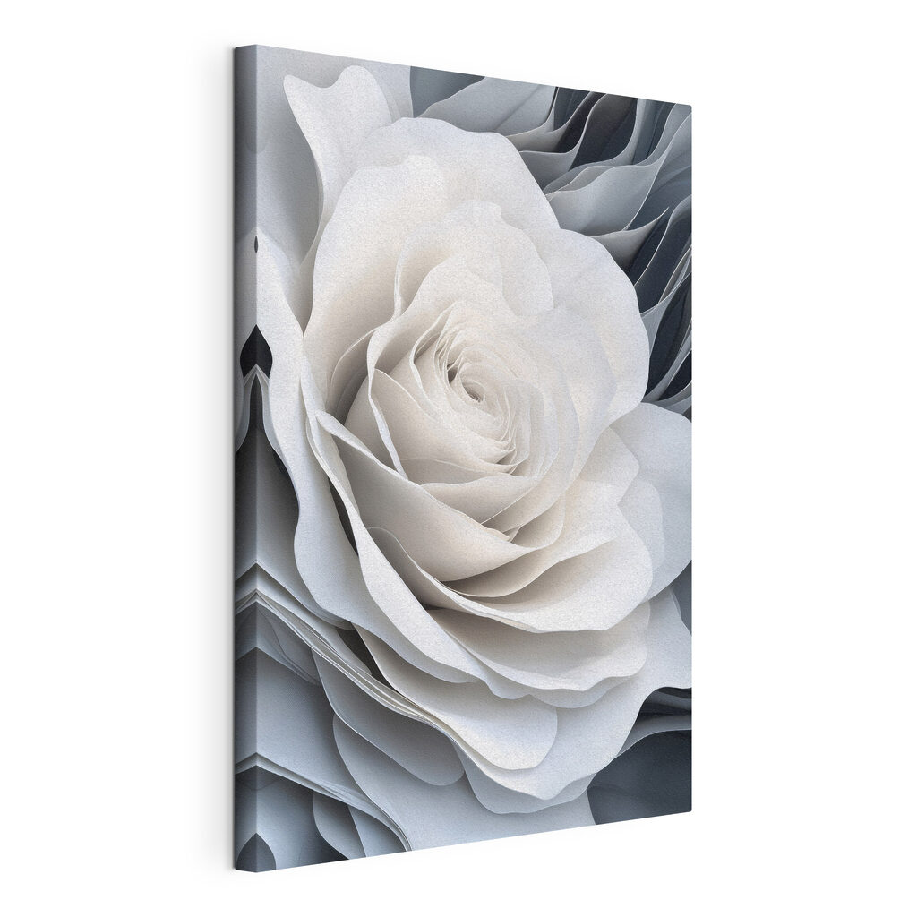 Rose mit weißen Wellenrändern, gespannte Leinwand mit umlaufender Kante