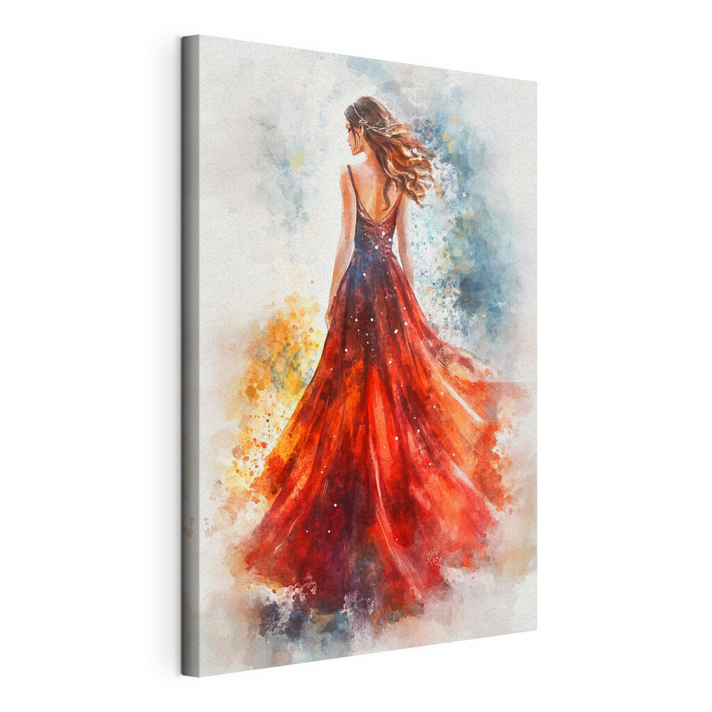 Rotes Kleid in Aquarell — Produktansicht