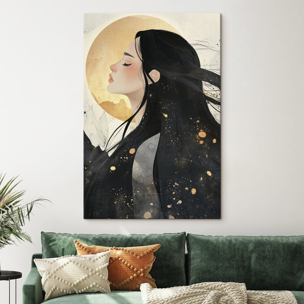Profil vor goldenem Mond — Interieur 1
