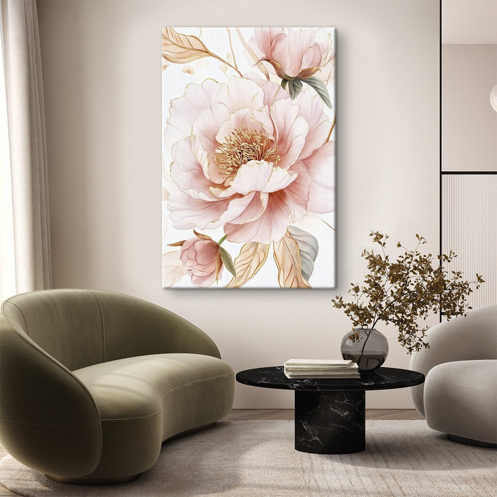 Rosa Pfingstrose mit Goldlinien — Interieur 1