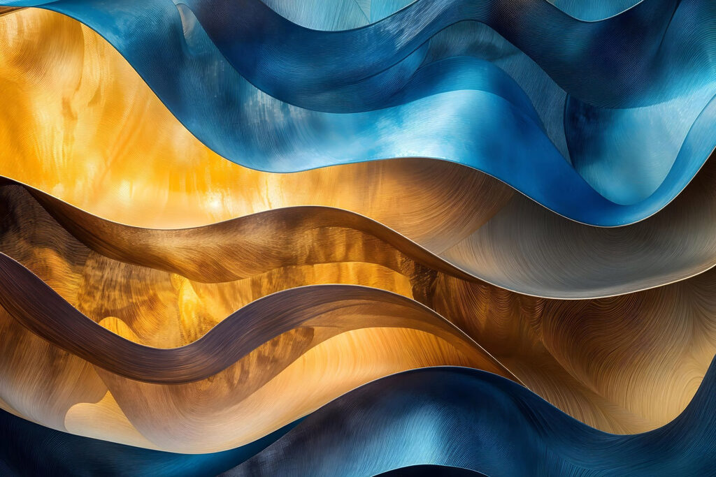 Blaue Wellen mit Gold — ganzes Design