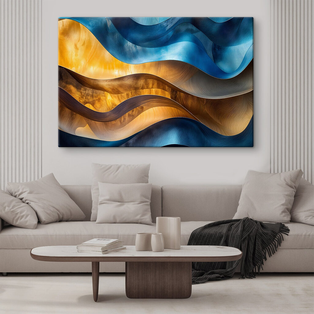 Blaue Wellen mit Gold — Interieur 1