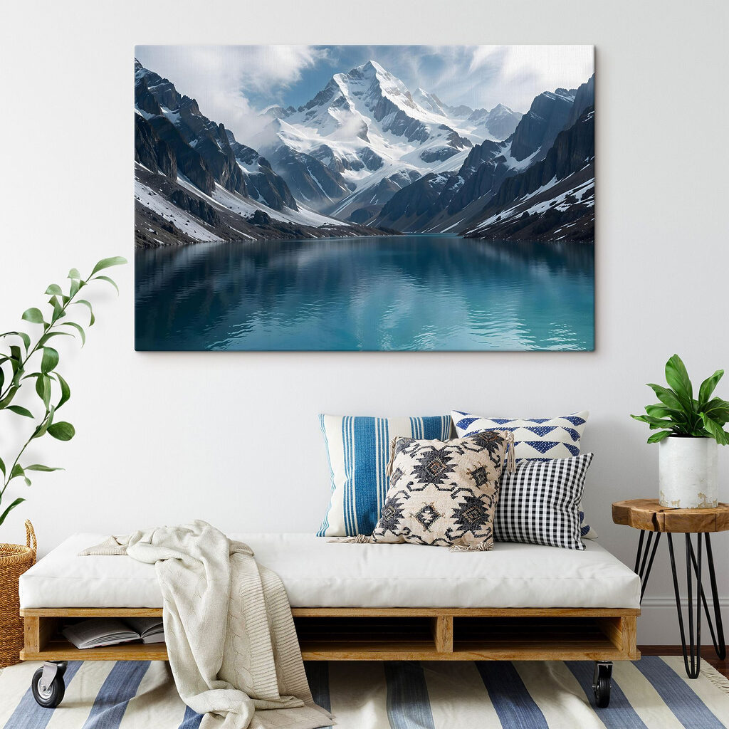 Schneegipfel über türkisfarbenem Bergsee — Interieur 2