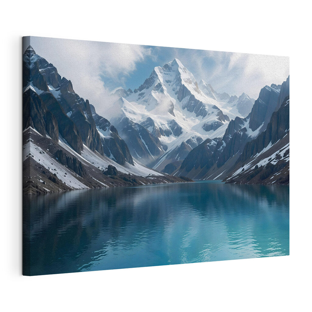 Schneegipfel über türkisfarbenem Bergsee — Produktansicht