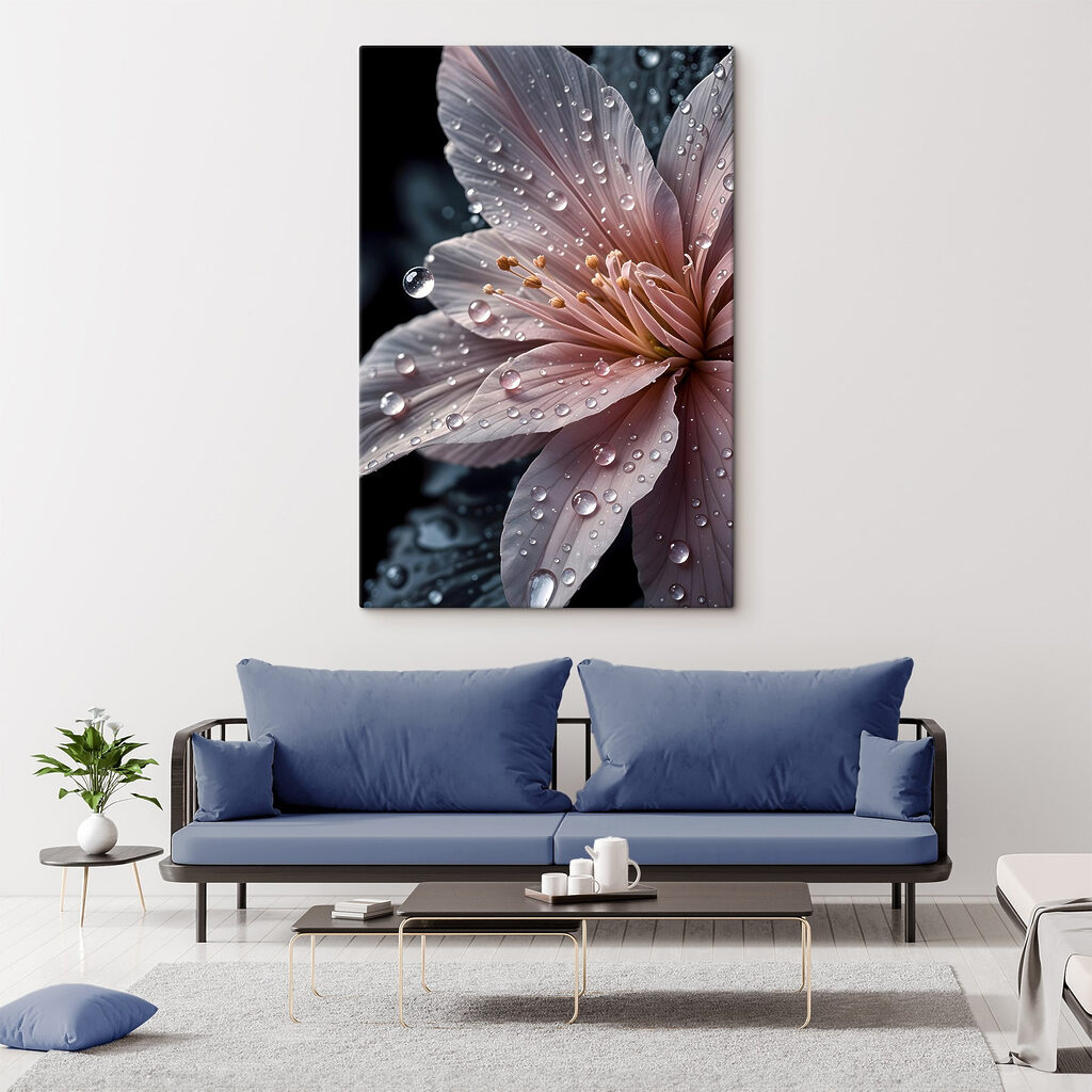 Rosa Blütenblätter voller Tropfen — Interieur 1