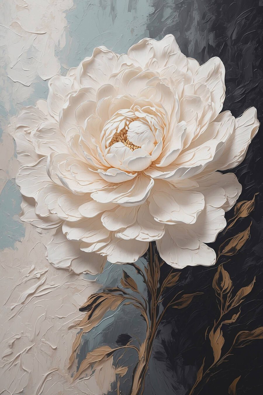 Rose mit goldenen Blättern — ganzes Design