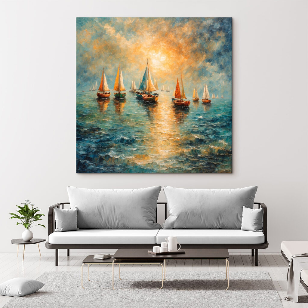 Orangefarbene Segel im Abendlicht — Interieur 2
