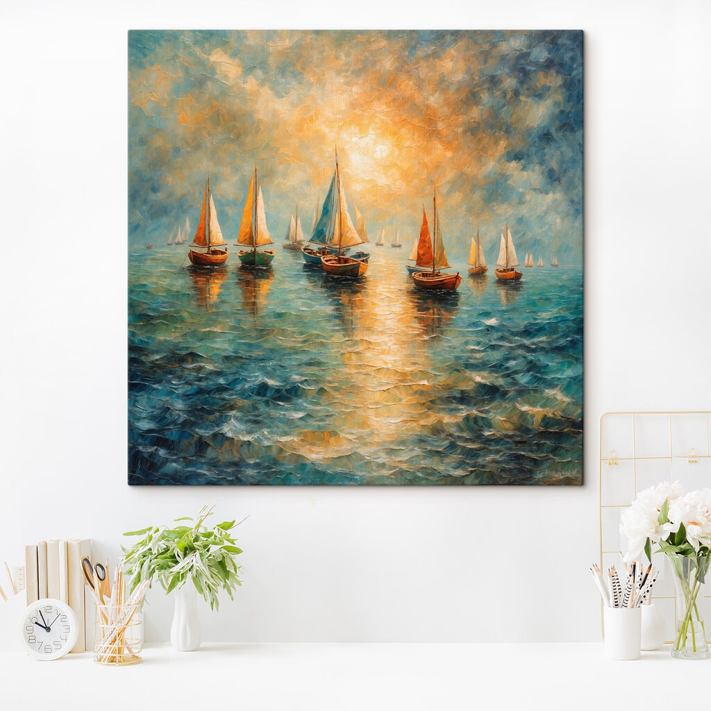 Orangefarbene Segel im Abendlicht — Interieur 3