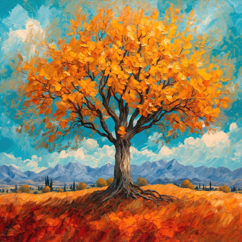 Orangefarbene Krone über Blau — ganzes Design