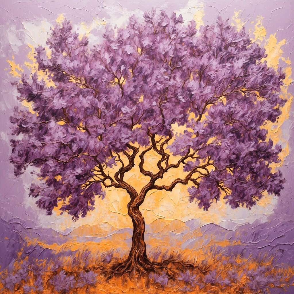 Violette Krone vor Lila — ganzes Design