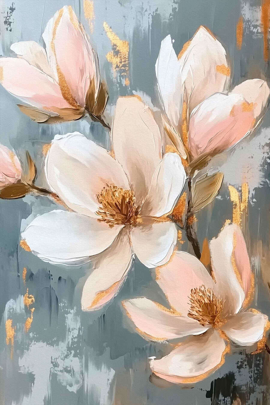 Magnolie auf Blaugrau — ganzes Design