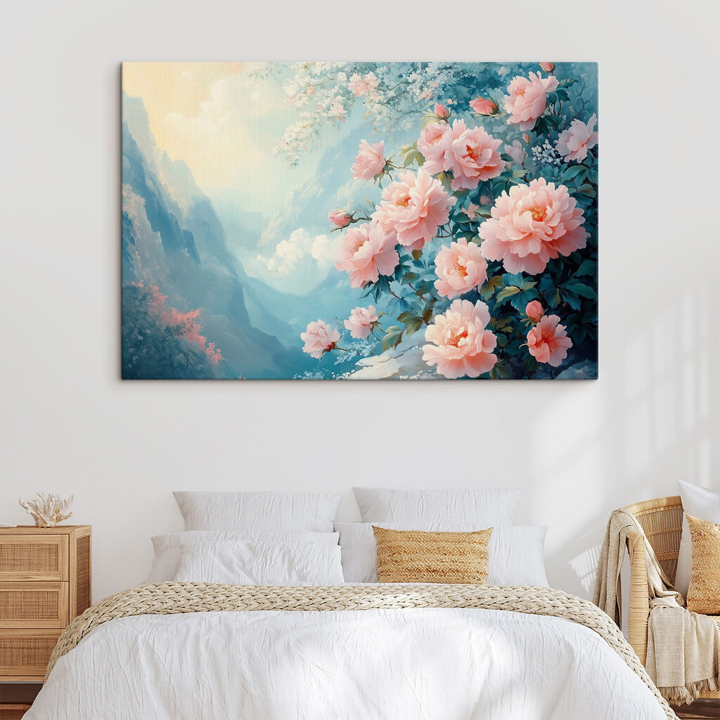 Rosa Rosen über Bergnebel — Interieur 2
