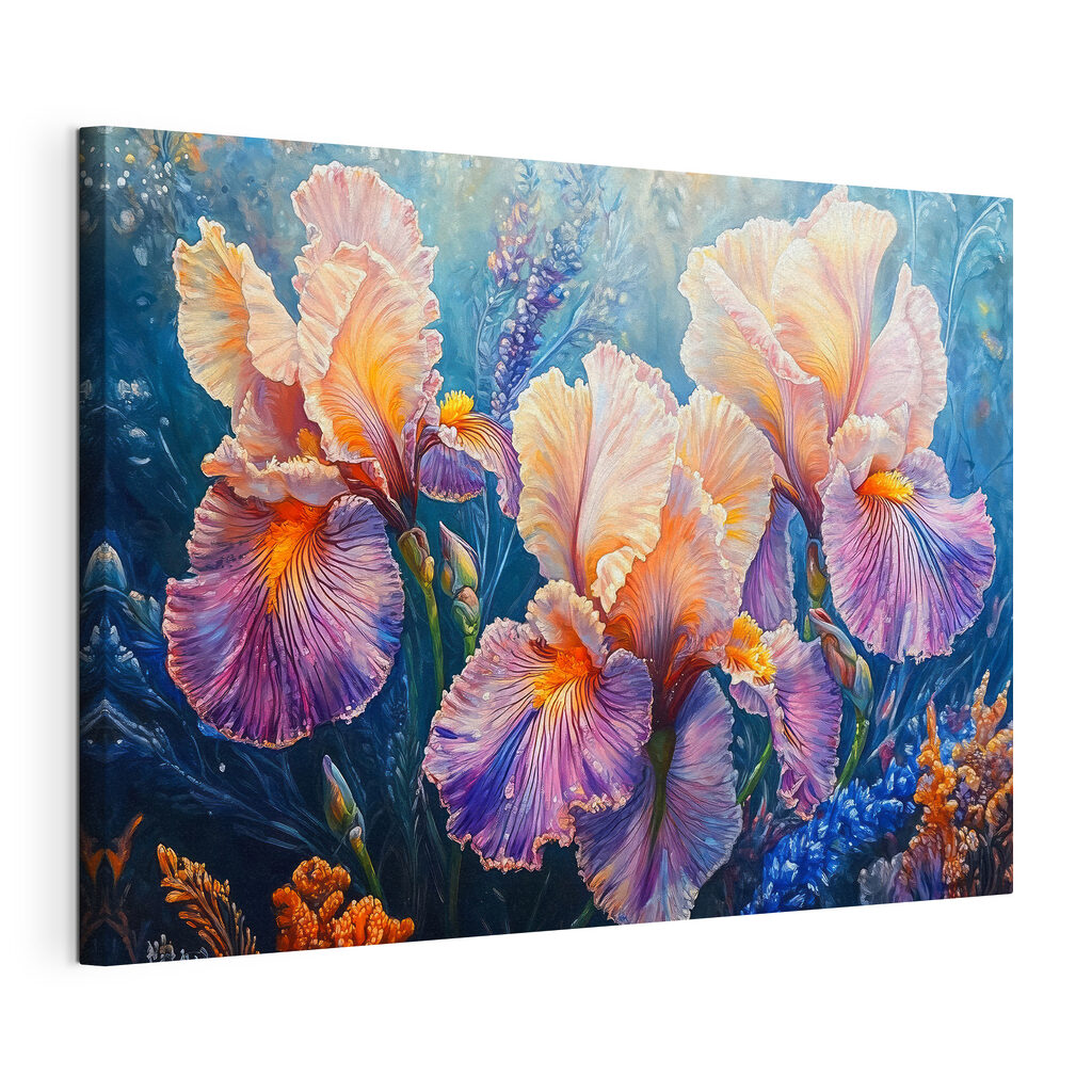 Iris im Abendblau, gespannte Leinwand mit umlaufender Kante