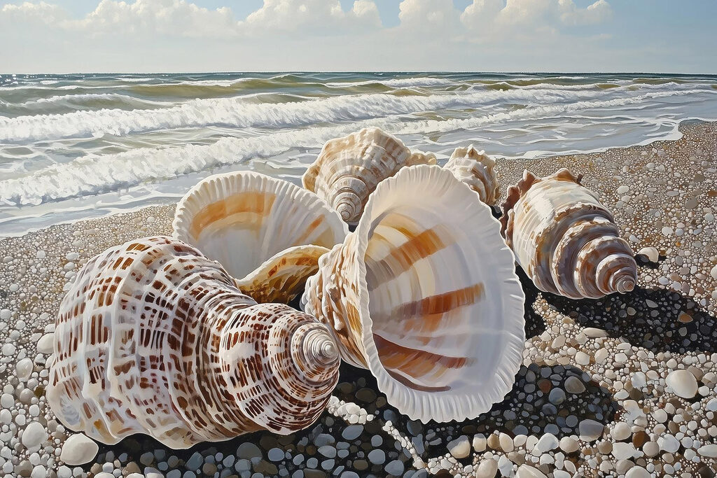 Muscheln an der Brandung — ganzes Design
