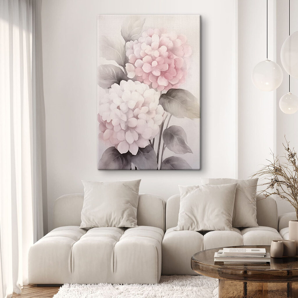 Zwei Hortensien in Pastellrosa — Interieur 1