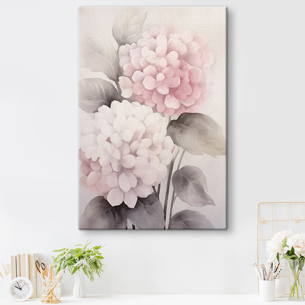 Zwei Hortensien in Pastellrosa — Interieur 2