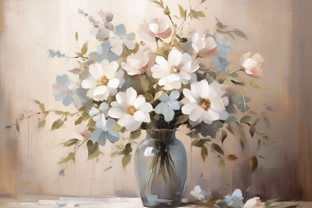 Strauß weißer Blumen — ganzes Design