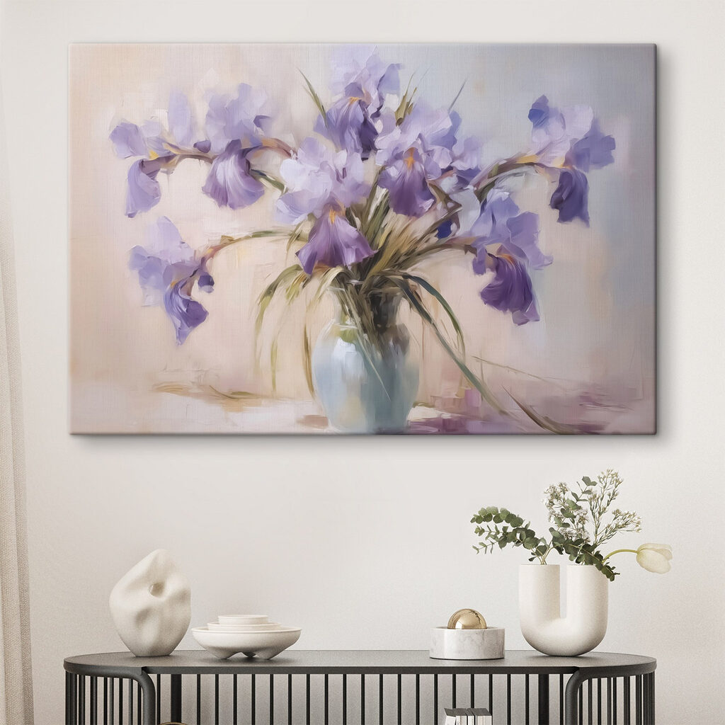 Violette Iris im Glas — Interieur 1