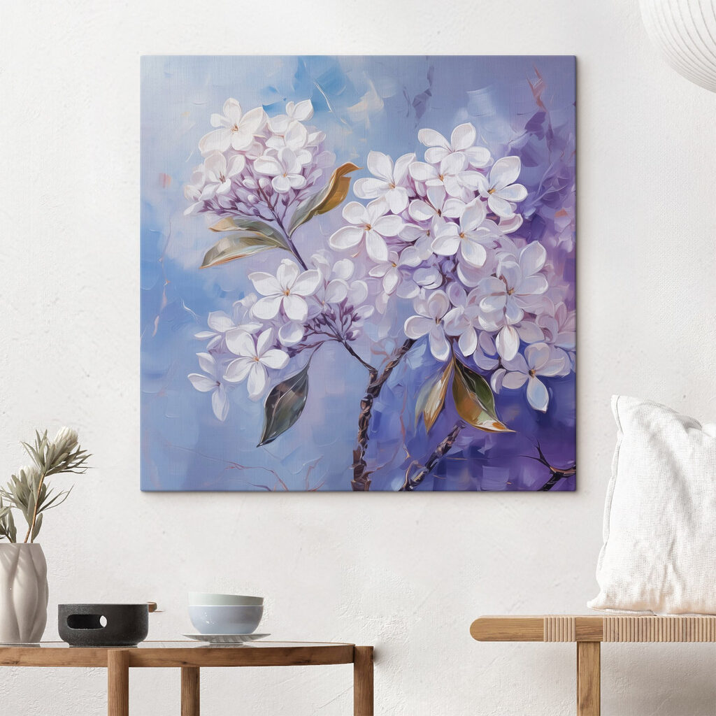 Lila Blüten auf Blau — Interieur 1