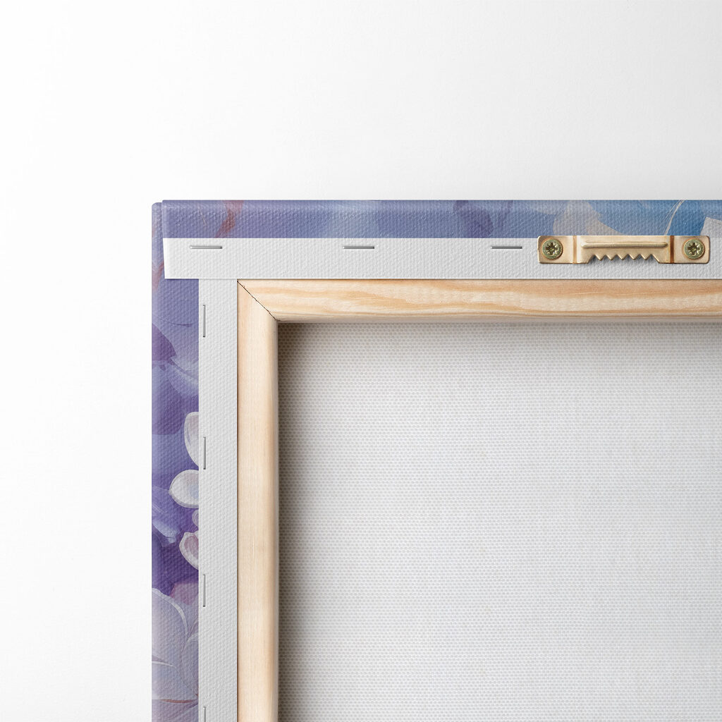 Lila Blüten auf Blau — Rückseite