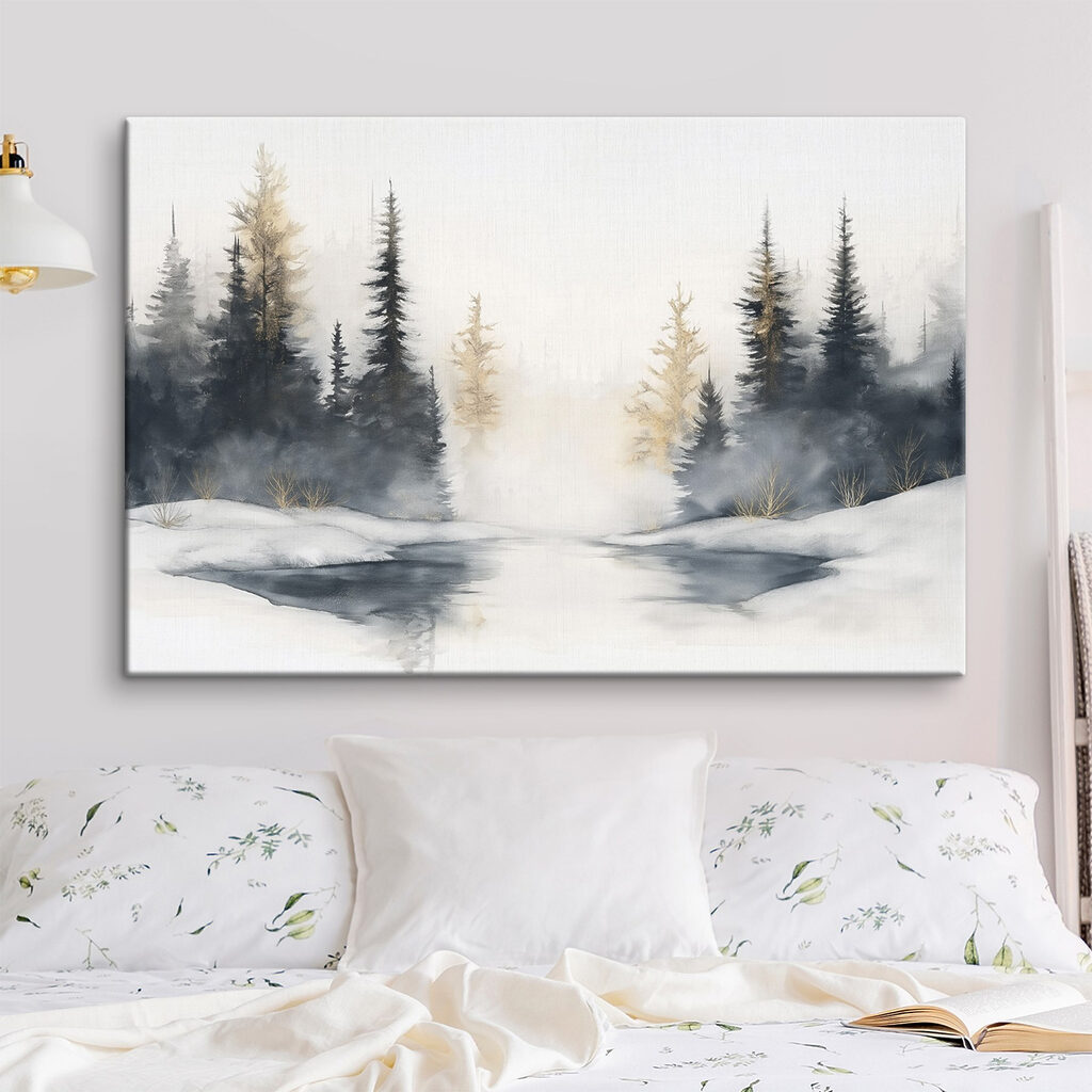 Kiefern am stillen Winterteich — Interieur 1