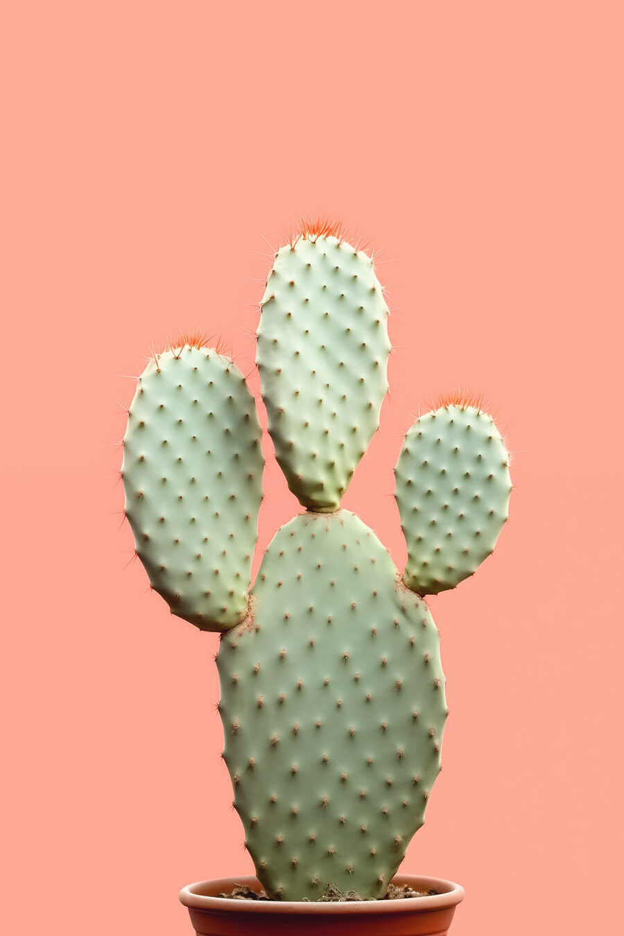 Kaktus vor Pfirsichrosa — ganzes Design