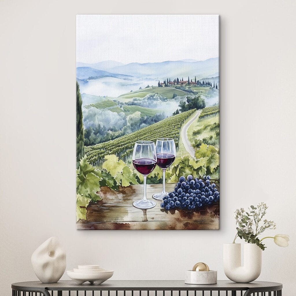 Zwei Weingläser über Weinbergen — Interieur 1