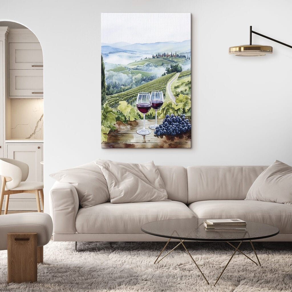 Zwei Weingläser über Weinbergen — Interieur 2
