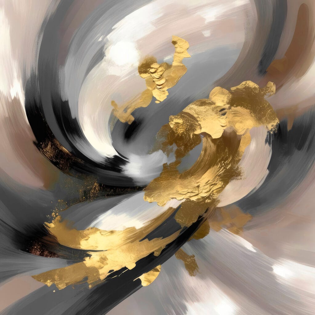 Goldener Wirbel in Grau — ganzes Design