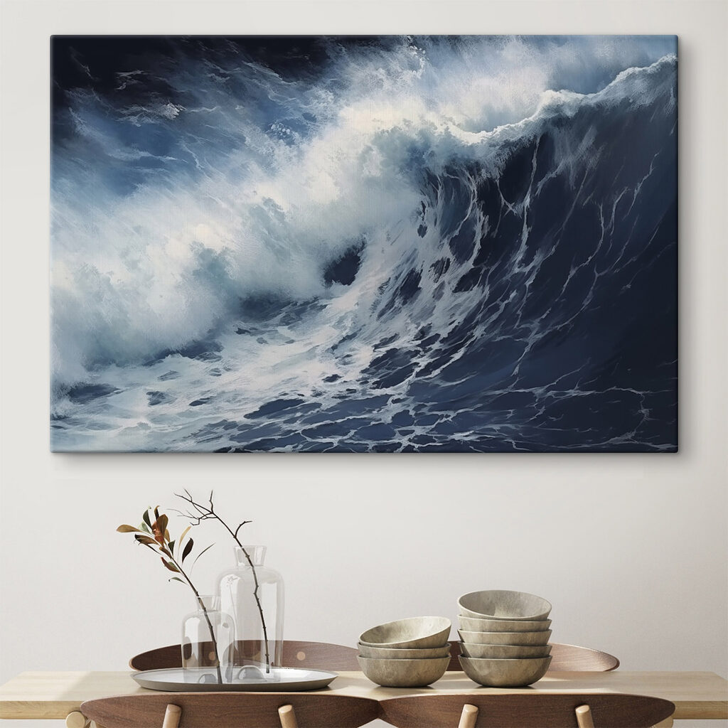 Dunkle Welle mit Schaumkamm in einem Interieur