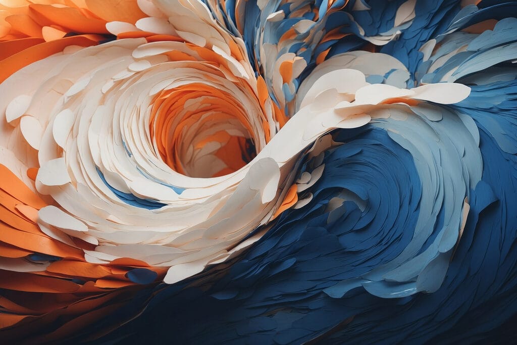 Strudel in Blau-Orange — ganzes Design