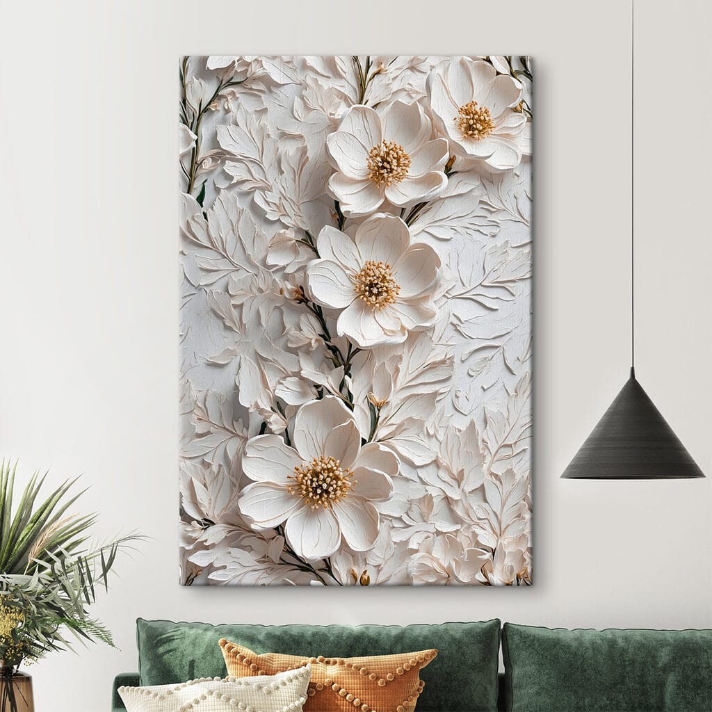 Weiße Blüten und Blattlinien — Interieur 2