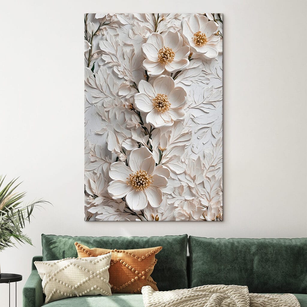 Weiße Blüten und Blattlinien — Interieur 3