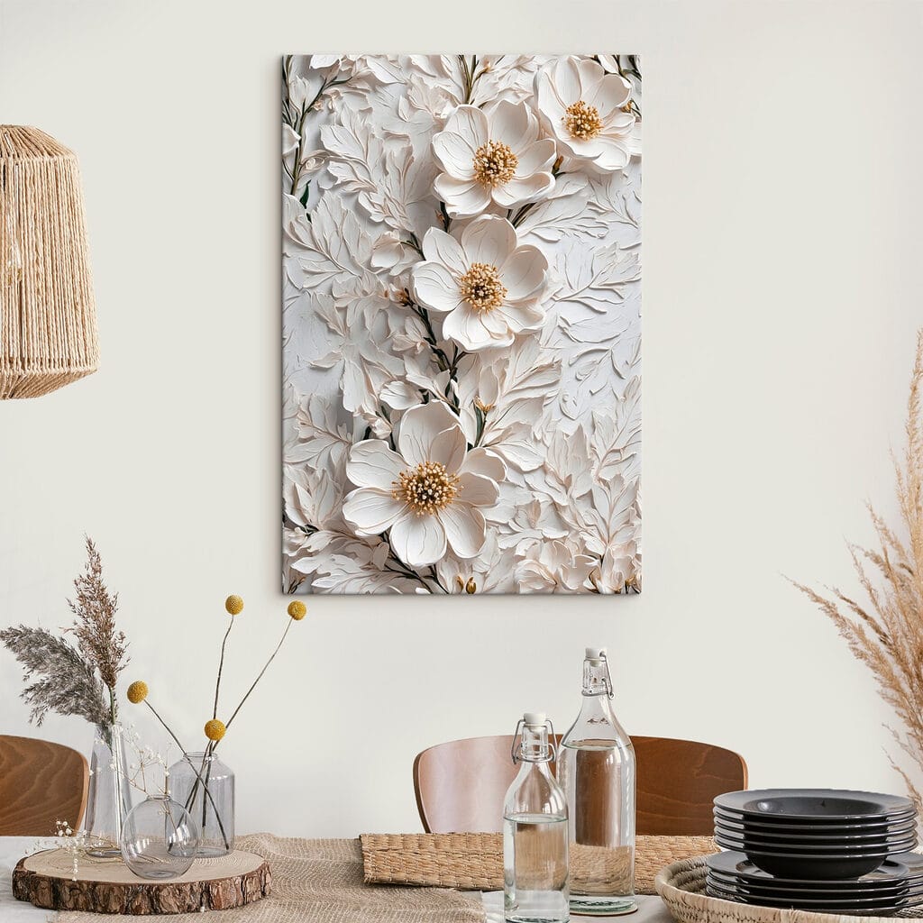 Weiße Blüten und Blattlinien — Interieur 1