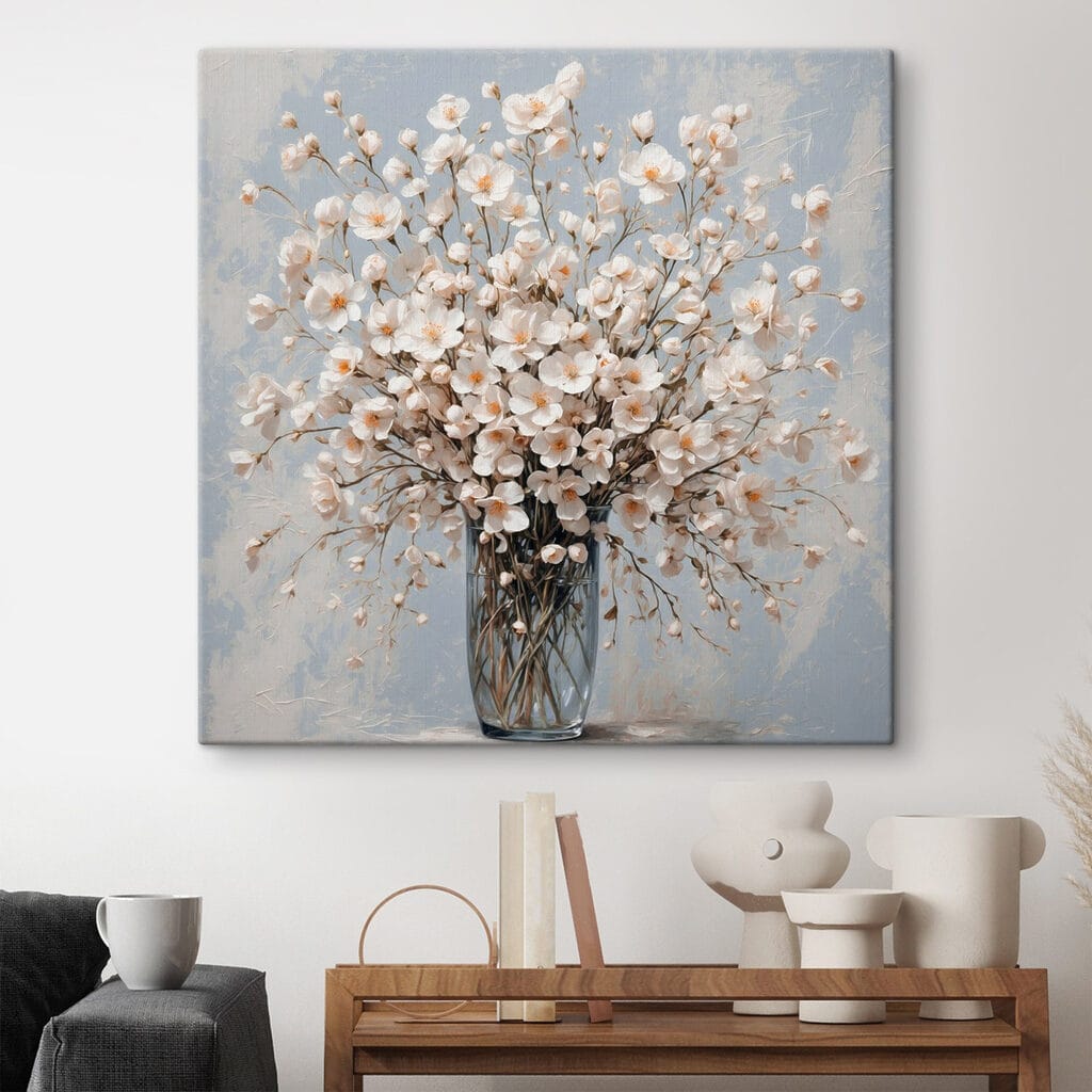 Weiße Blüten im Glas — Interieur 2