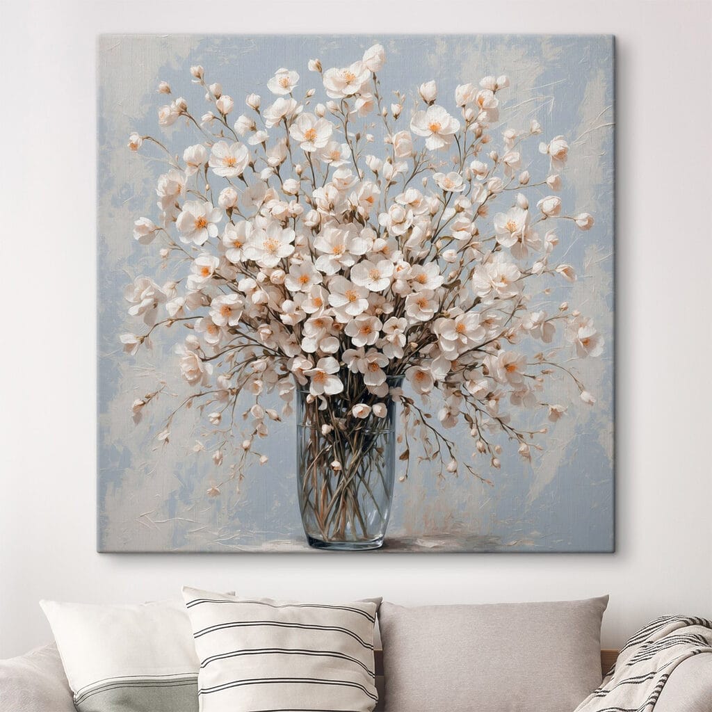 Weiße Blüten im Glas — Interieur 1