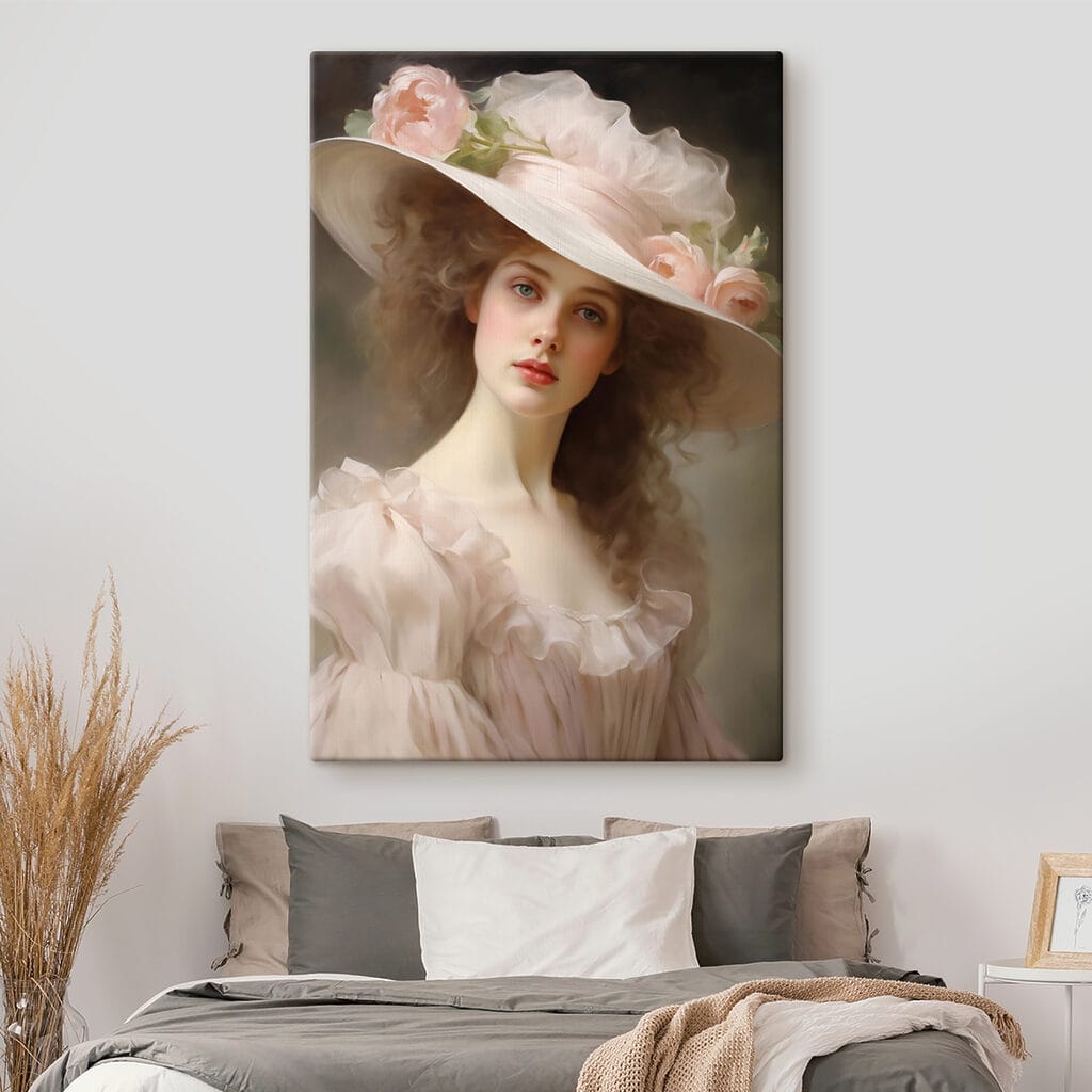 Frau mit rosa Blumenhut — Interieur 1