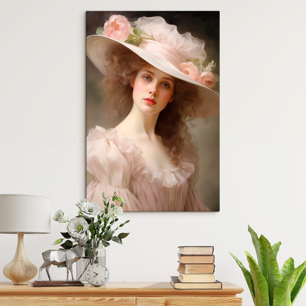 Frau mit rosa Blumenhut — Interieur 2