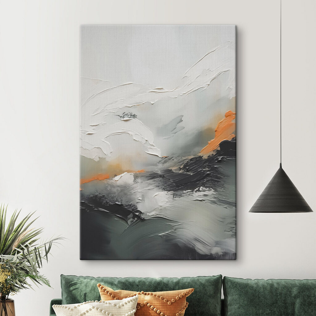 Orangefarbene Linie in Grau — Interieur 1