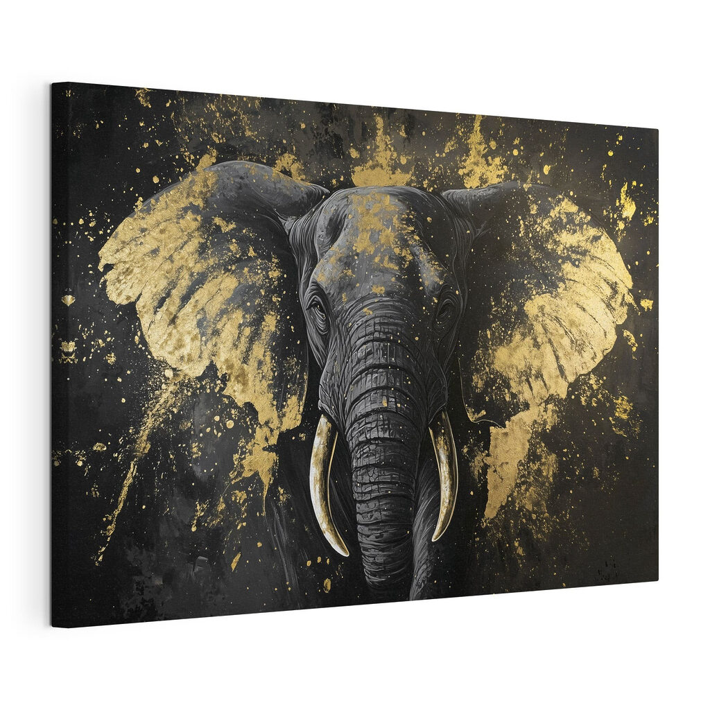 Elefant zwischen Goldspritzern — Produktansicht