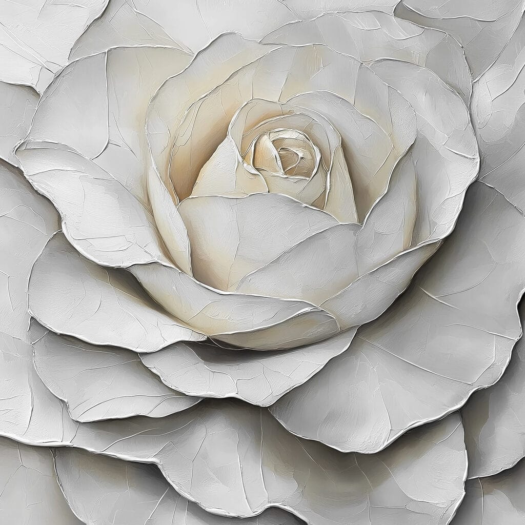 Weiße Rose in Schattenfalten — ganzes Design