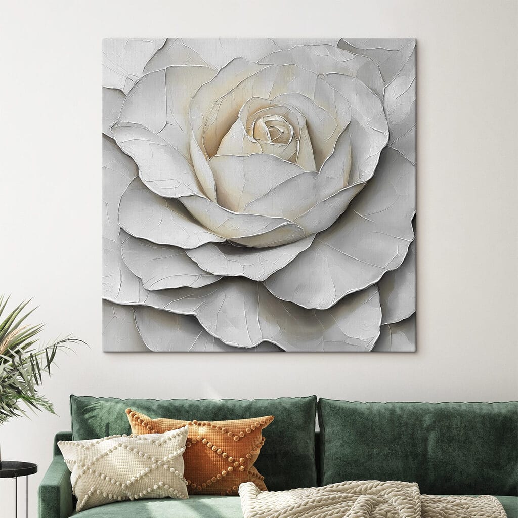 Weiße Rose in Schattenfalten — Interieur 1