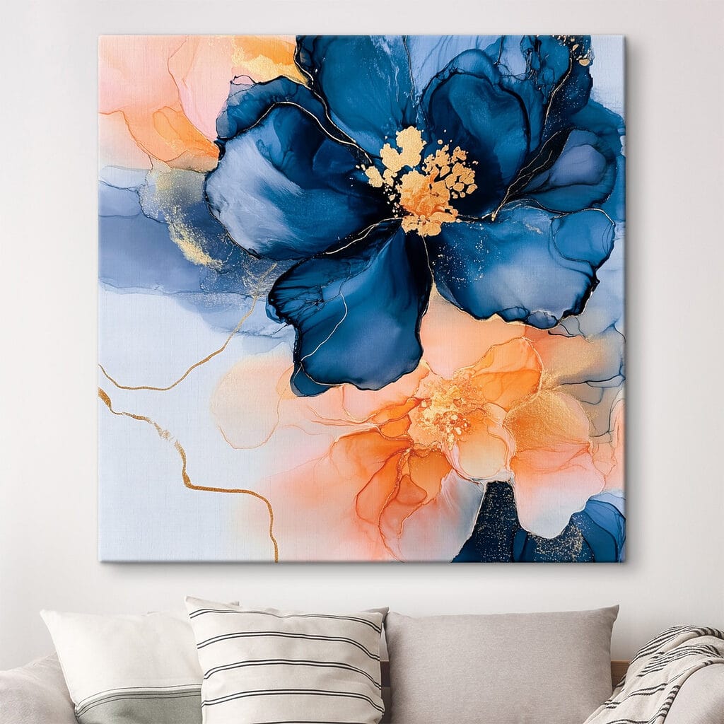 Blaue Blüte zwischen Pfirsichflecken — Interieur 1