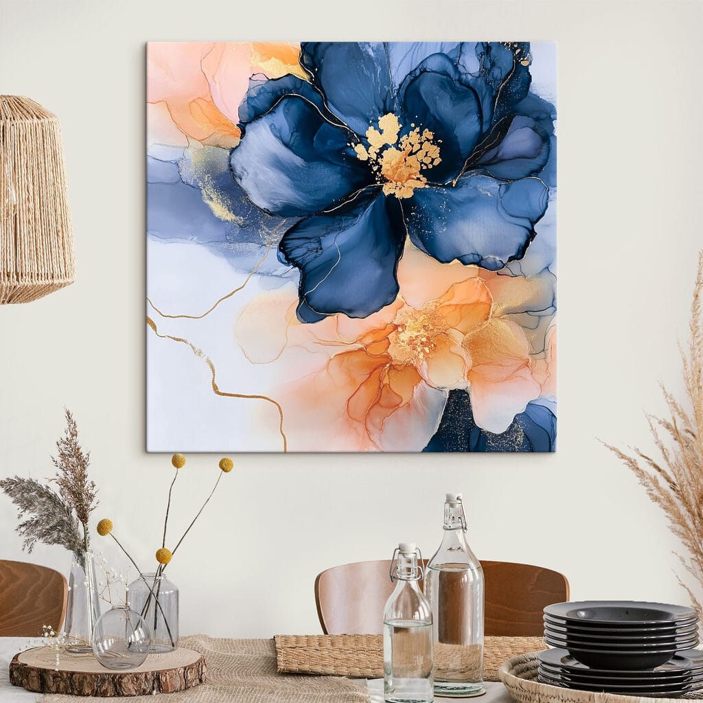 Blaue Blüte zwischen Pfirsichflecken — Interieur 2