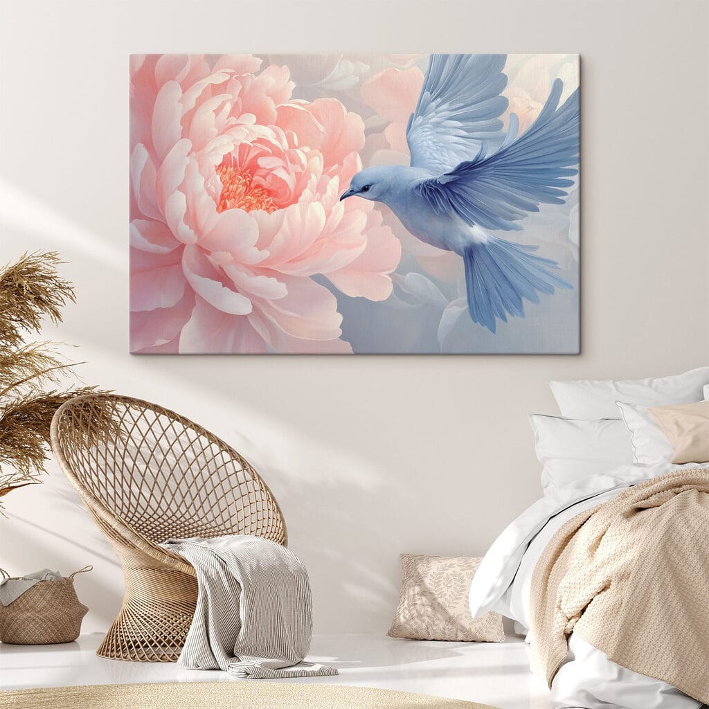 Vogel an rosa Pfingstrose — Interieur 2