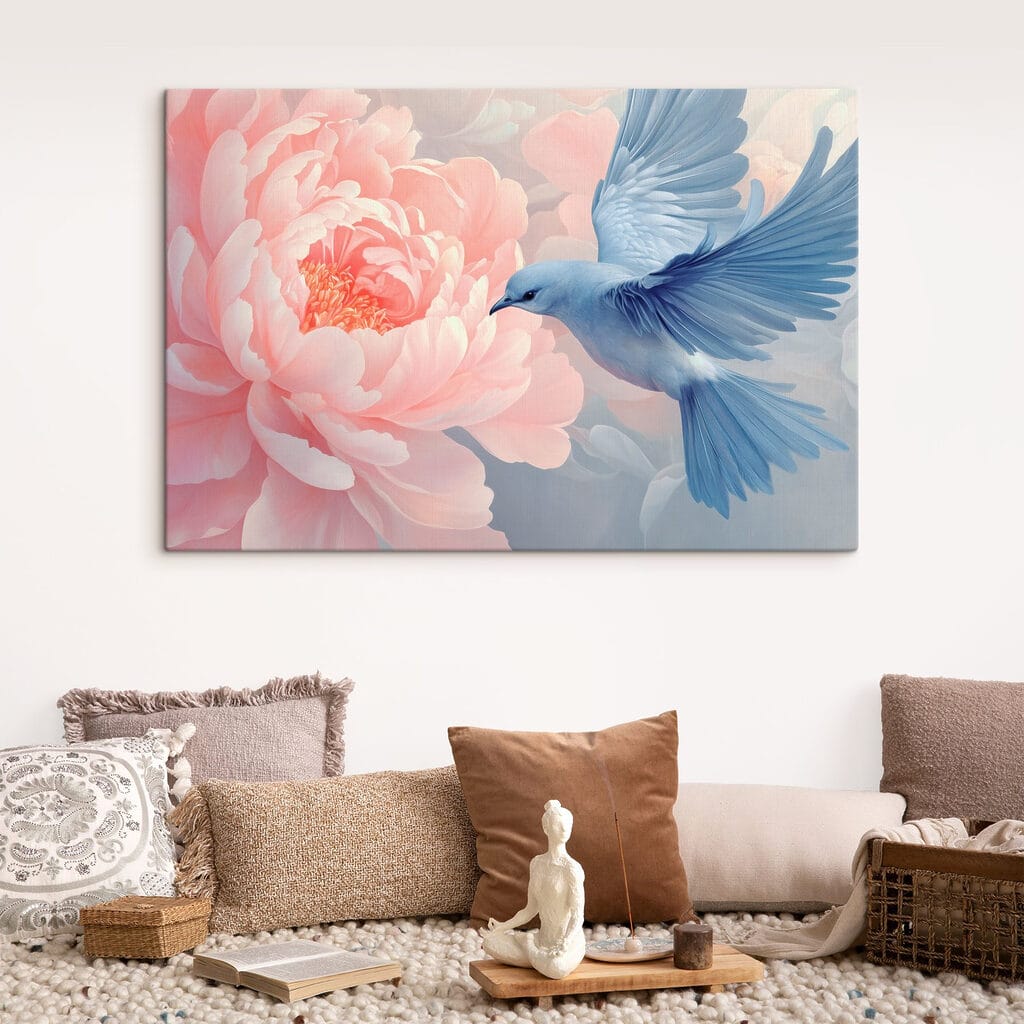 Vogel an rosa Pfingstrose — Interieur 3