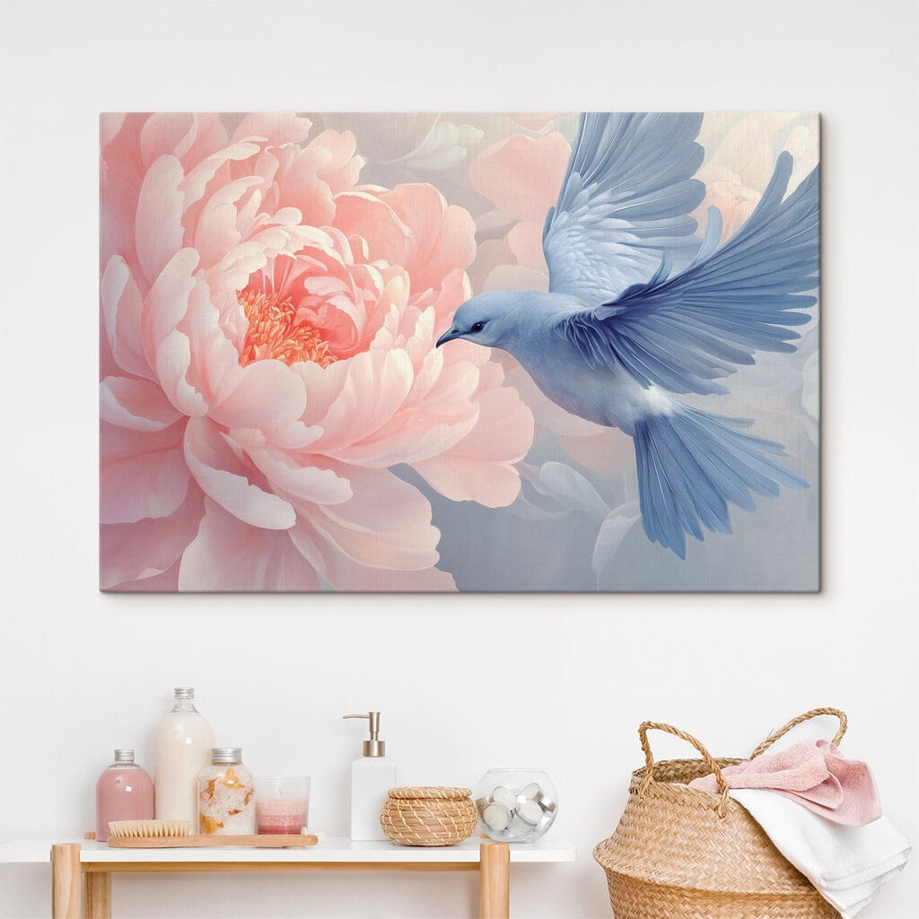 Vogel an rosa Pfingstrose — Interieur 1