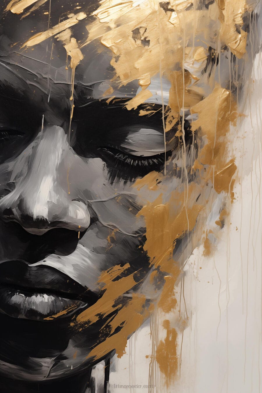 Dunkles Profil mit Goldspuren — ganzes Design