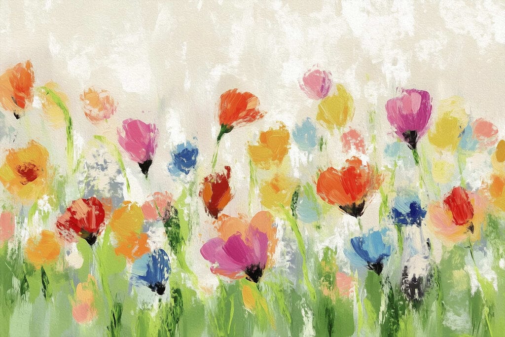 Wildblumen in bunten Tupfern — ganzes Design