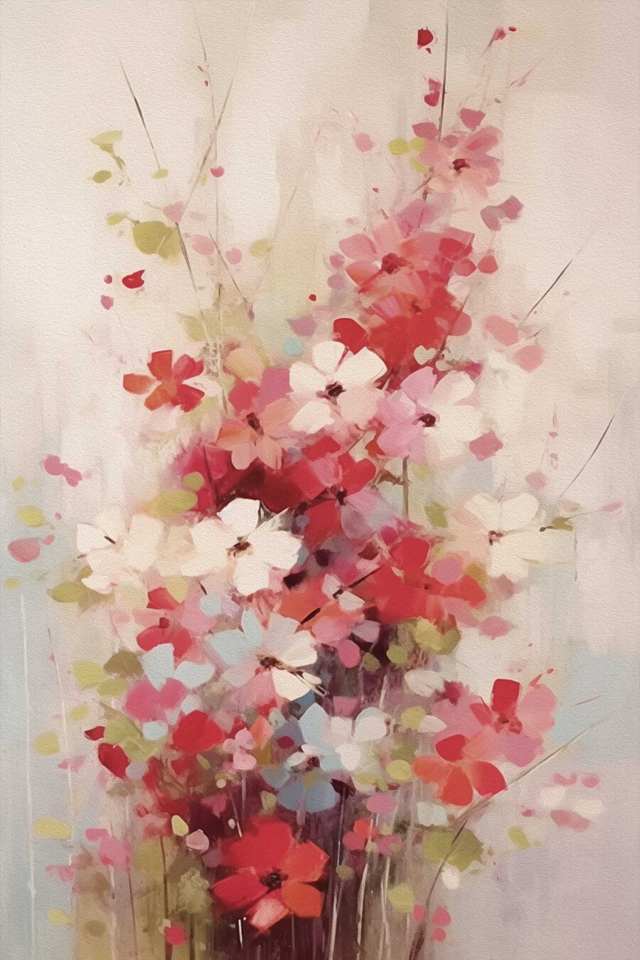 Rosa Blüten in Farbtupfern — ganzes Design